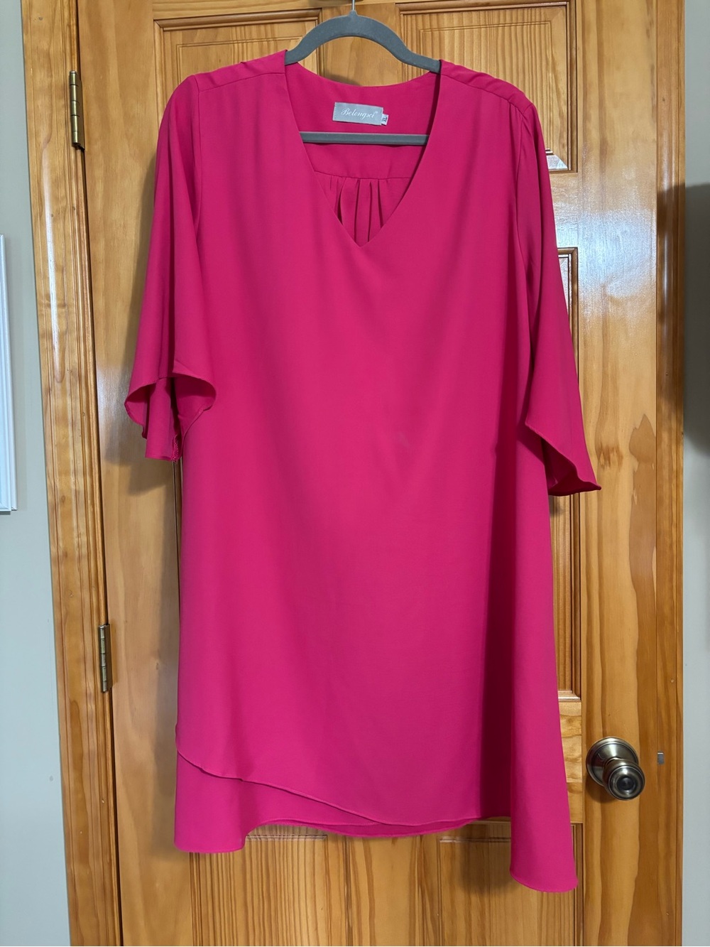 Women's Fuchsia V-Neck Dress